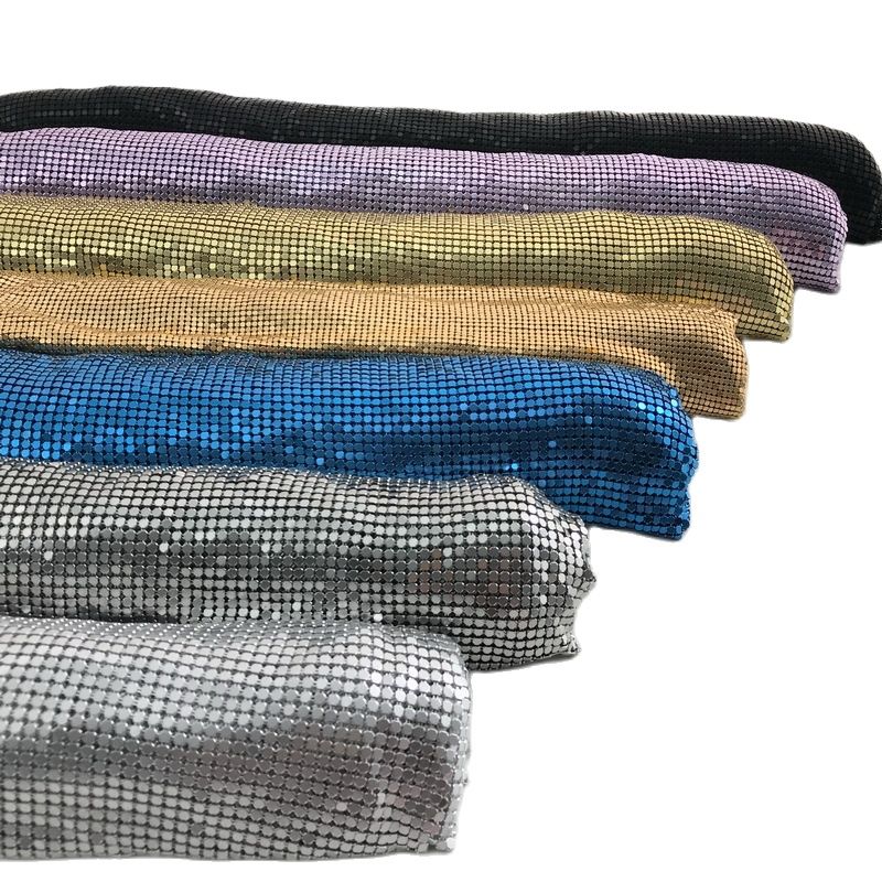 Crystal Mesh Fabric - قماش ترتر معدني ذهبي من الألومنيوم