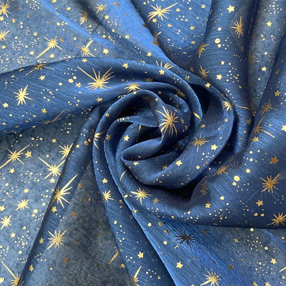 Sequin Fabric Panel - بريق لامعة البرنز نجمة القمر الأورجانزا