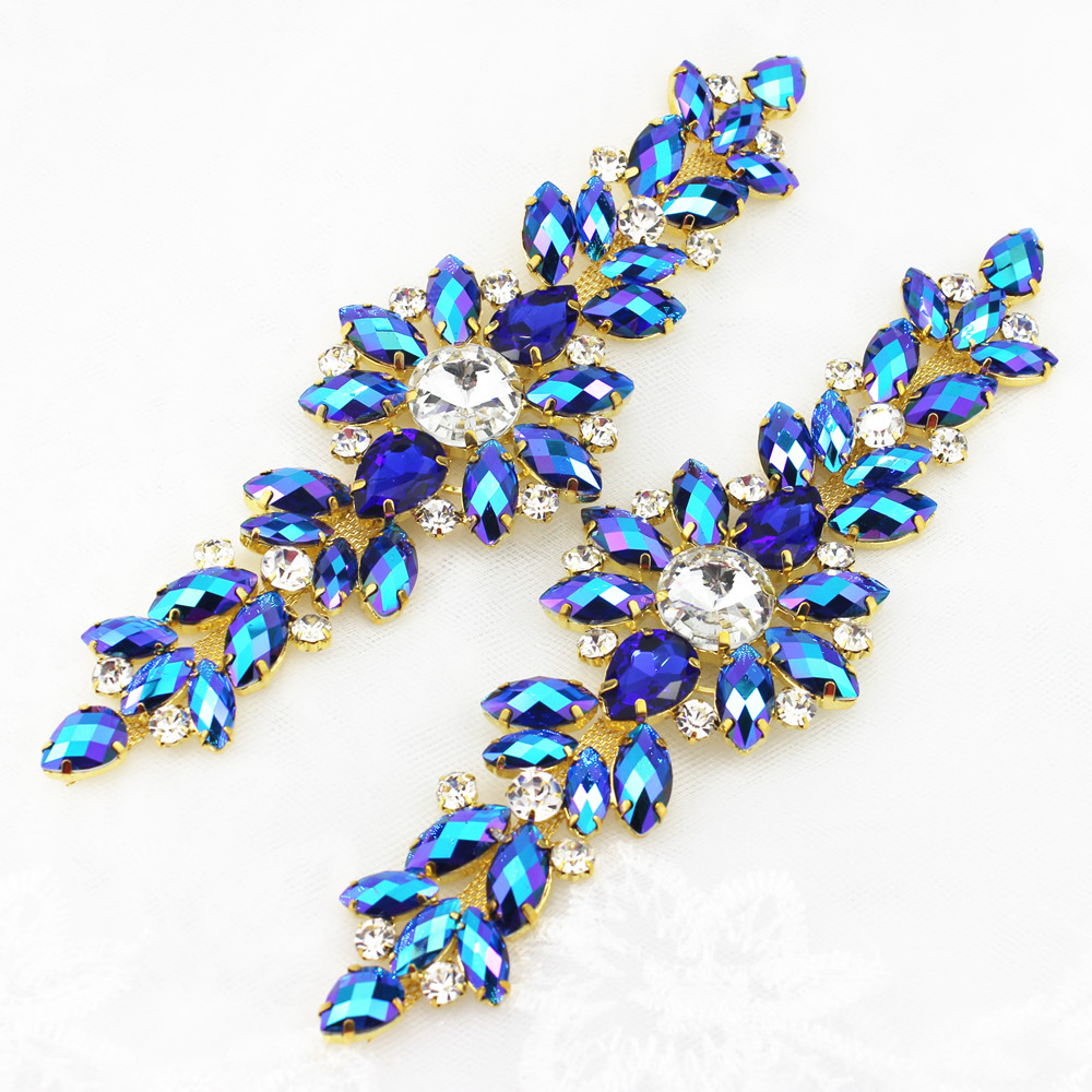 Sew On Rhinestone - حزام زينة لفستان الزفاف, 18.2X5.5cm AB