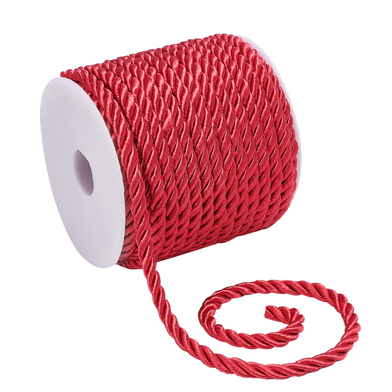 Cord Trim Twisted - حبل حرير أحمر للكريسماس ، حبل