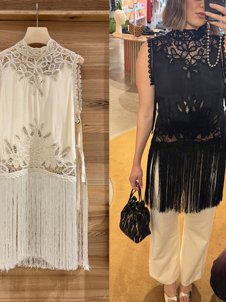 Tassel Fringe Trim - بلوزة نسائية صيفية 2026 بتصميم فرنسي