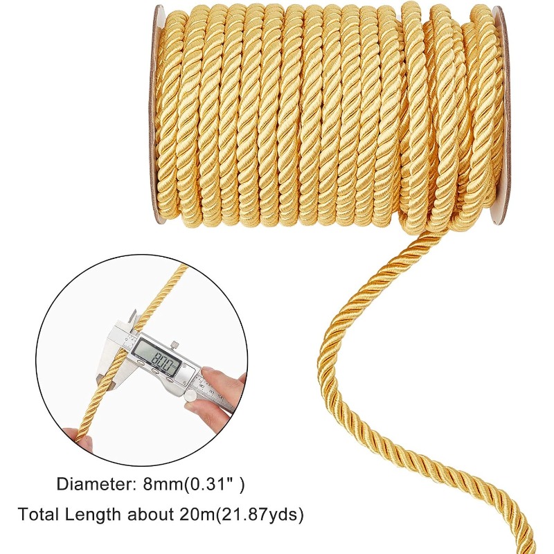 1 لفة 8 مللي متر 20 ياردة حبل  - مراجعة Cord Trim Twisted وسعره