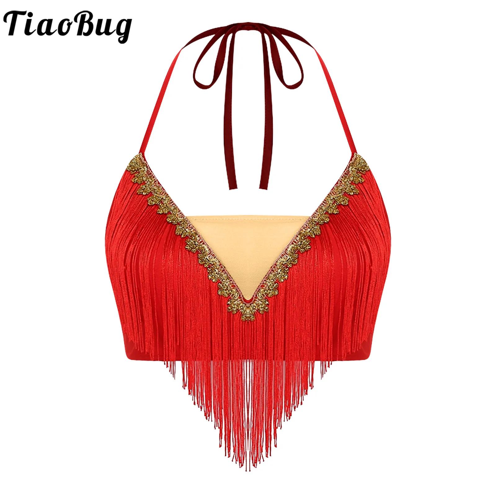 توب قصير للرقص الشرقي للنساء م - مراجعة Tassel Fringe Trim وسعره