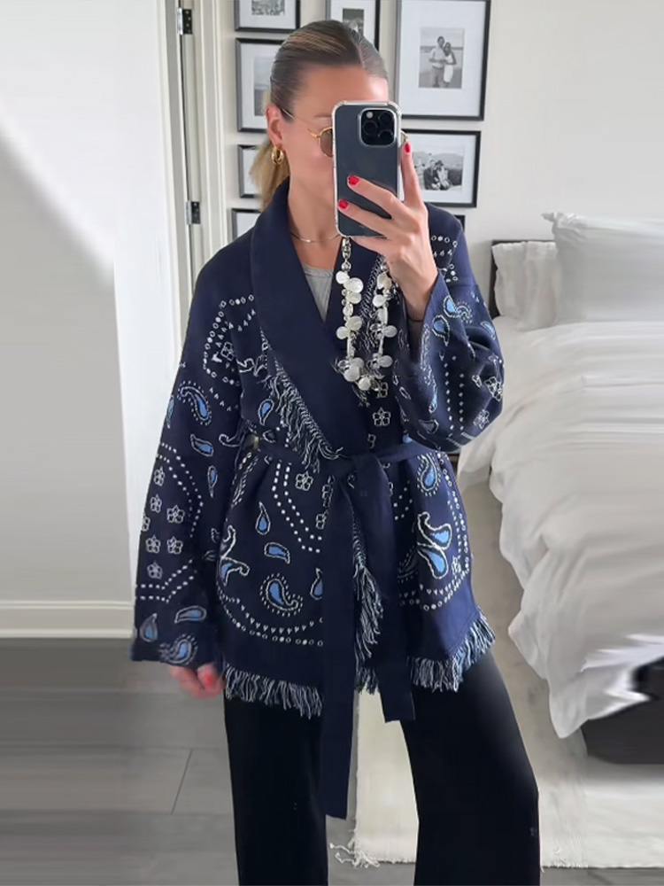 كارديجان أنيق مطبوع بشراشيب لل - مراجعة Tassel Fringe Trim وسعره