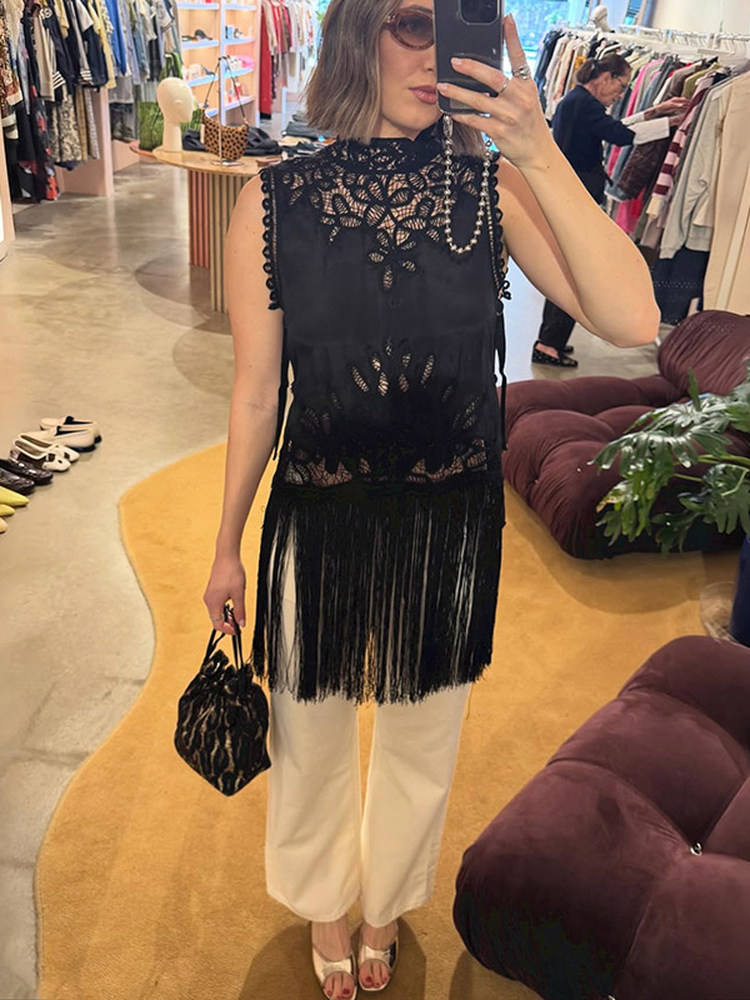 بلوزة نسائية صيفية 2026 بتصميم - مراجعة Tassel Fringe Trim وسعره